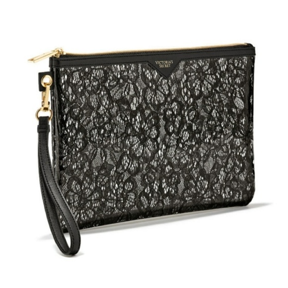 Victoria's Secret Handbags - Victoria's Secret Black Lace Make Up Bag
